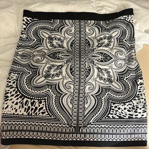 Rafaella Comfort Stretch Size 16, Black White Side Zip Boho Print Pencil Skirt